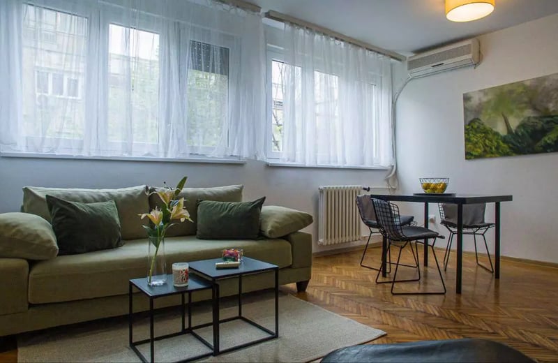Долгосрочная аренда в Белграде — двухкомнатная квартира 50 м² в центре города, с кондиционером и возможностью проживания с питомцами
