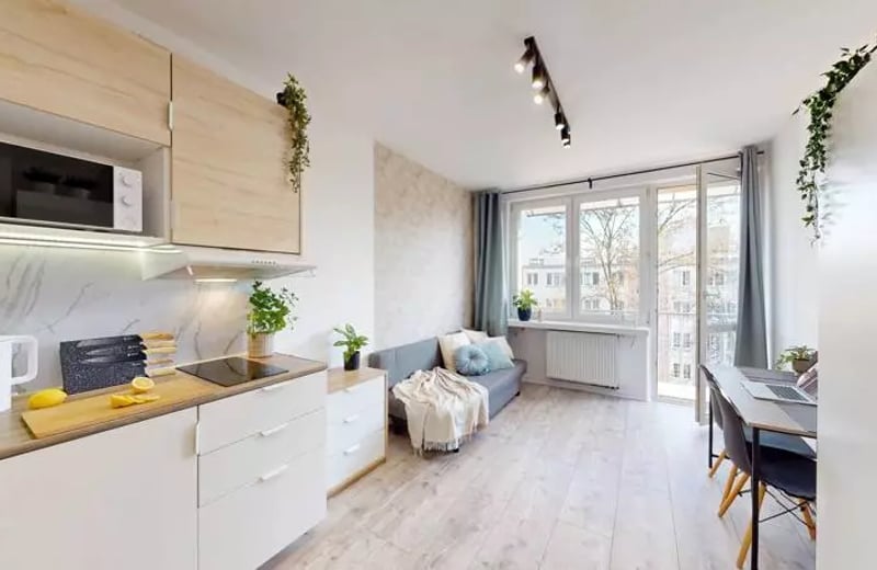 Location longue durée : studio de 19 m² à Grzegórzki, Cracovie, Pologne