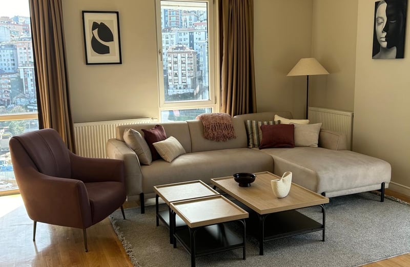 Location d’un appartement design de 75 m² à Seba Suites, Kağıthane, Istanbul, Turquie