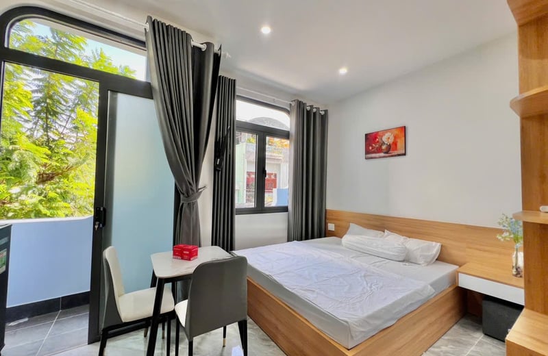 Bright studio apartment with balcony for rent near the beach, Da Nang, Vietnam