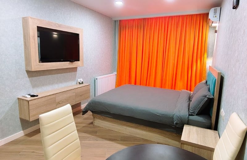 Location d'un studio cosy avec vue sur la montagne, Rainbow Batumi, Batoumi, Géorgie