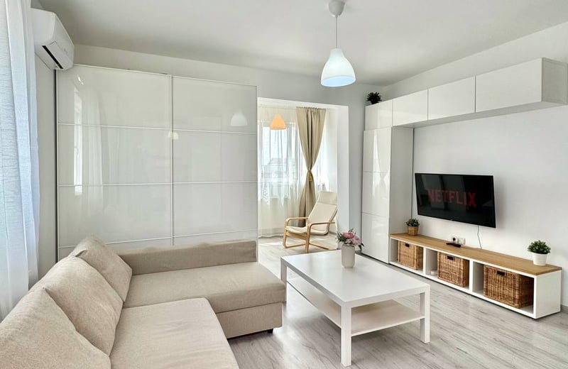 Bright and modern studio apartment rental in a new building, Bucharest, Romania