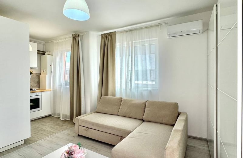 Bright and modern studio apartment rental in a new building, Bucharest, Romania
