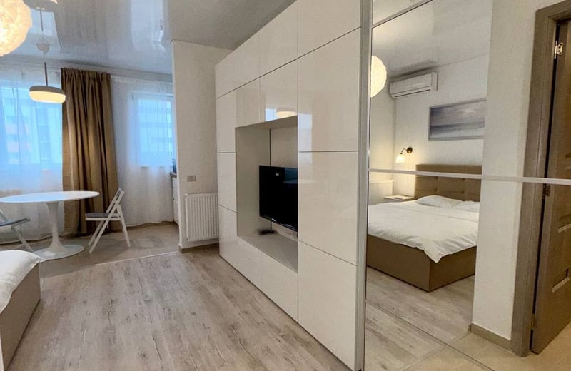 Modern studio apartment for rent, Militari Residence, Bucharest, Romania