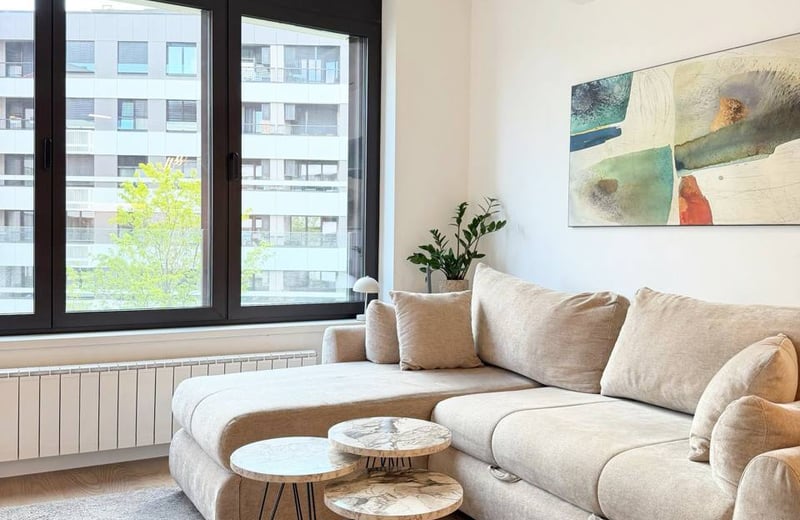 Miete einer stilvollen, modernen Wohnung, 45 m², Wohnanlage The One, Neu-Belgrad, Serbien