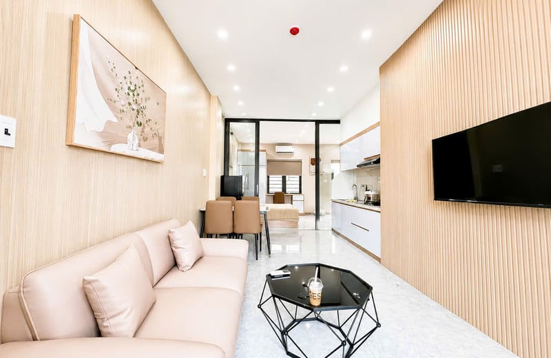 Bright, furnished 50 m² apartment with a balcony for rent near the beach, Da Nang, Vietnam