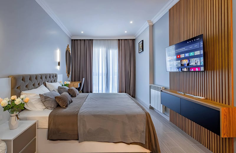 Location studio moderne, cosy, avec vue sur la mer en résidence Next White, Batumi, Géorgie