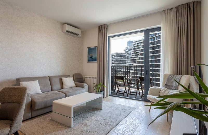 Alquiler de un apartamento de 2 habitaciones, 52 m², en el complejo residencial premium BW Simfonija, Belgrado, Serbia