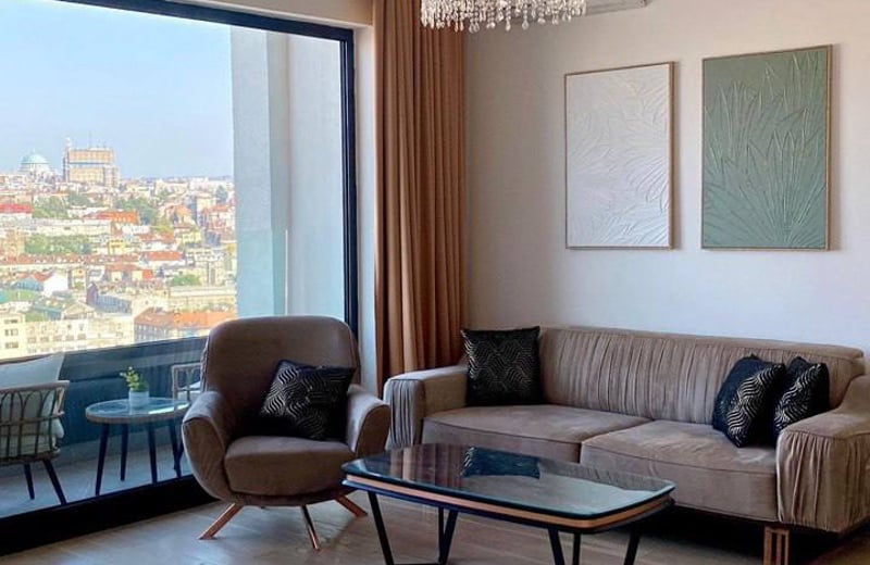 Location d’un appartement de 3 pièces, 90 m², dans la résidence premium BW Aria avec vue sur la ville, Belgrade, Serbie