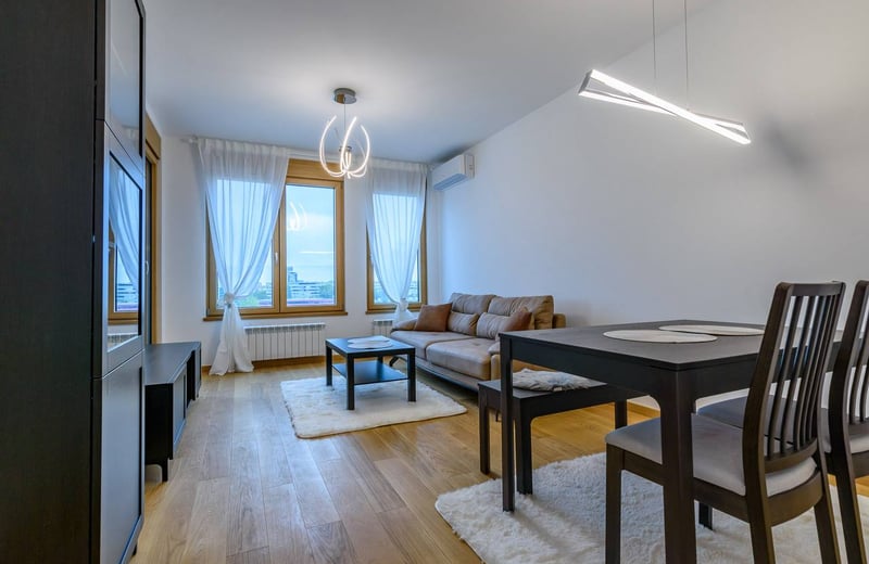 Rent of bright 2-room apartment 54 m² in the premium Wellport residential complex, New Belgrade, Belgrade, Serbia