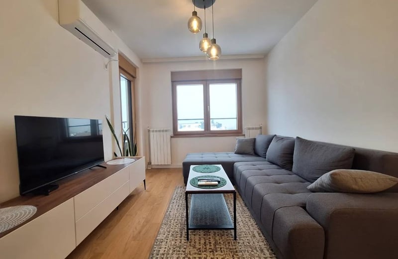 Location d’un appartement totalement neuf de deux pièces dans une résidence moderne, 47 m², zone de Zemun, Belgrade, Serbie