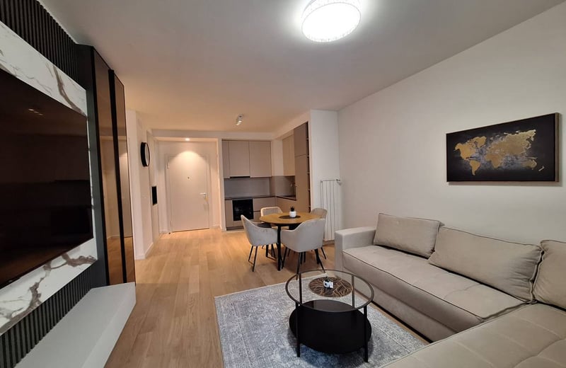 Rent of an absolutely new three-room apartment in the premium BW Sensa residential complex, 74 m², Belgrade, Serbia