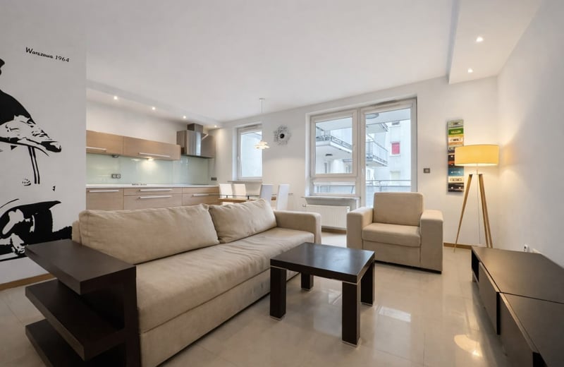 Alquiler de un luminoso apartamento amueblado de 2 habitaciones, 54 m², Marina Mokotów, Varsovia, Polonia