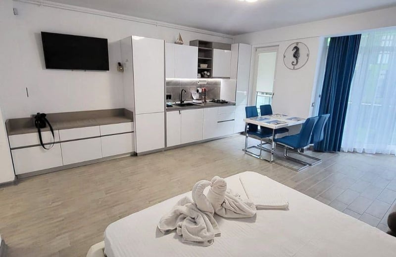 Location d’un studio lumineux avec balcon, Mamaia Sat, Roumanie