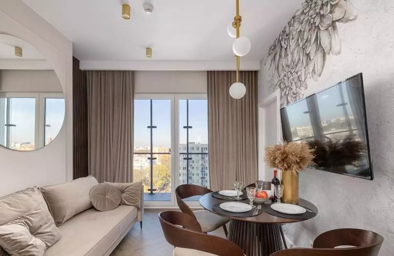 Long-term rental of a stylish apartment with a terrace in Wola (Warsaw), parking included