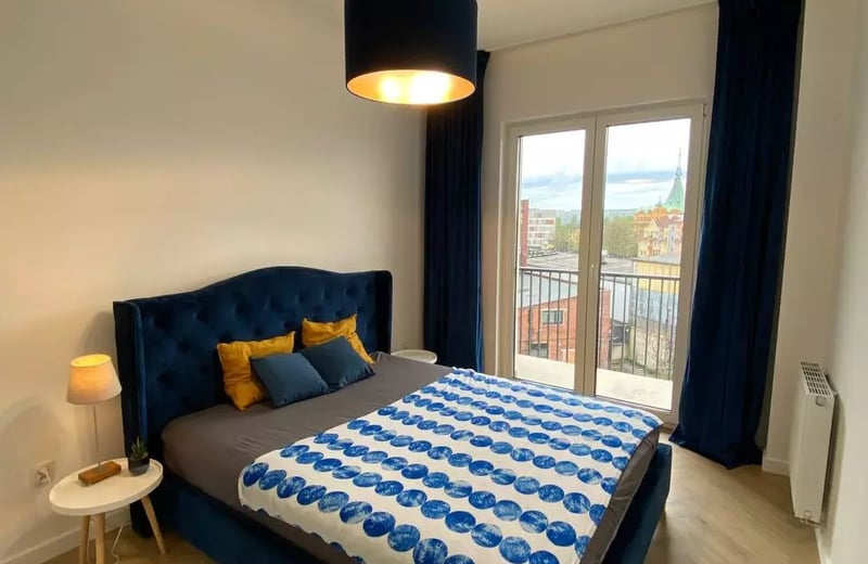 Long-term rental 2-room apartment with balcony and AC in Wrocław