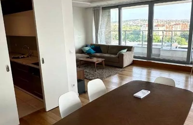 Long-term rental in Belgrade — bright 126 m² penthouse with 2 bedrooms and terrace in premium A Block, New Belgrade