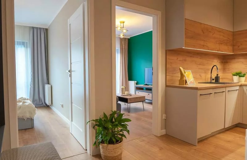 Long-term rental in Wrocław — 43 m², 3-room apartment in Angel City with separate kitchen, gym and parking