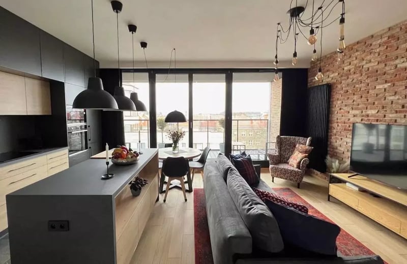 Langzeitmiete 2-Zimmer-Wohnung 58 m² mit Balkon und Parkplatz im Bezirk Mokotów, Warschau, Polen