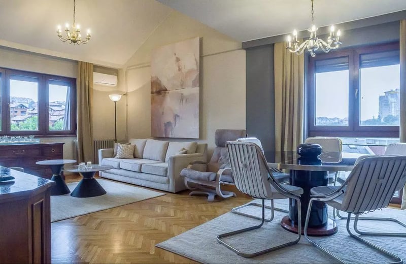 Alquiler a largo plazo de un piso de 2 habitaciones, 64 m², en el distrito de Banovo Brdo, Belgrado, Serbia